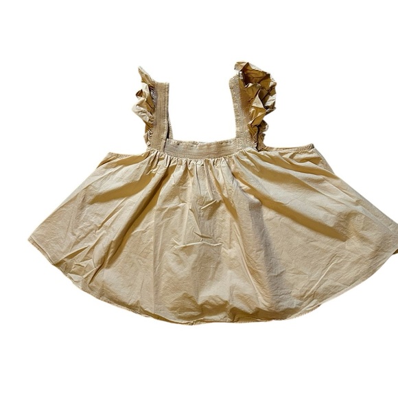 English Factory Light Beige Cotton Trapeze Top Ruffle Shoulder Straps Medium - Picture 7 of 9
